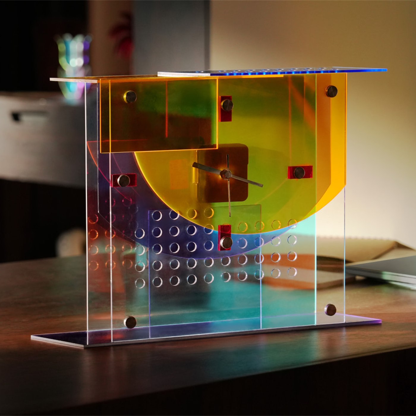 Layered acrylic clock laser-cut on the R1