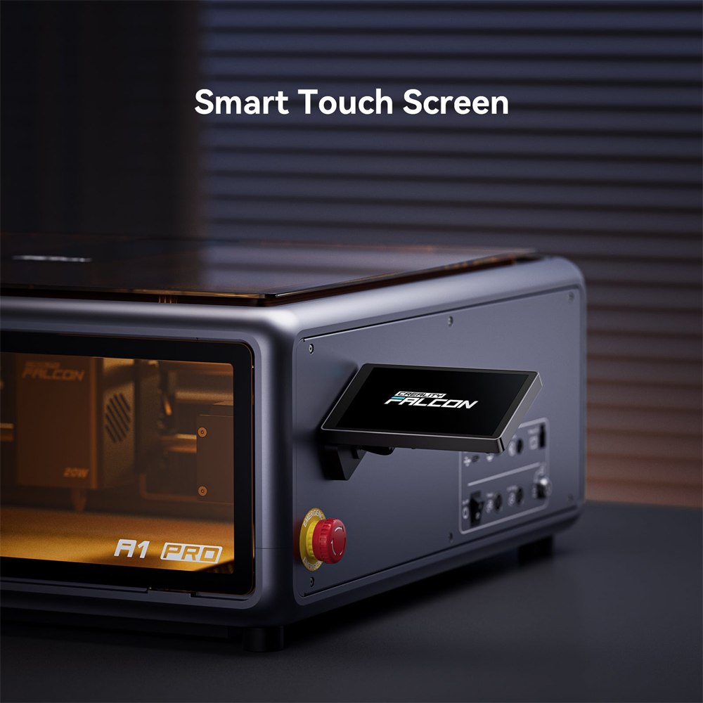 Falcon A1 Pro smart touchscreen and emergency stop