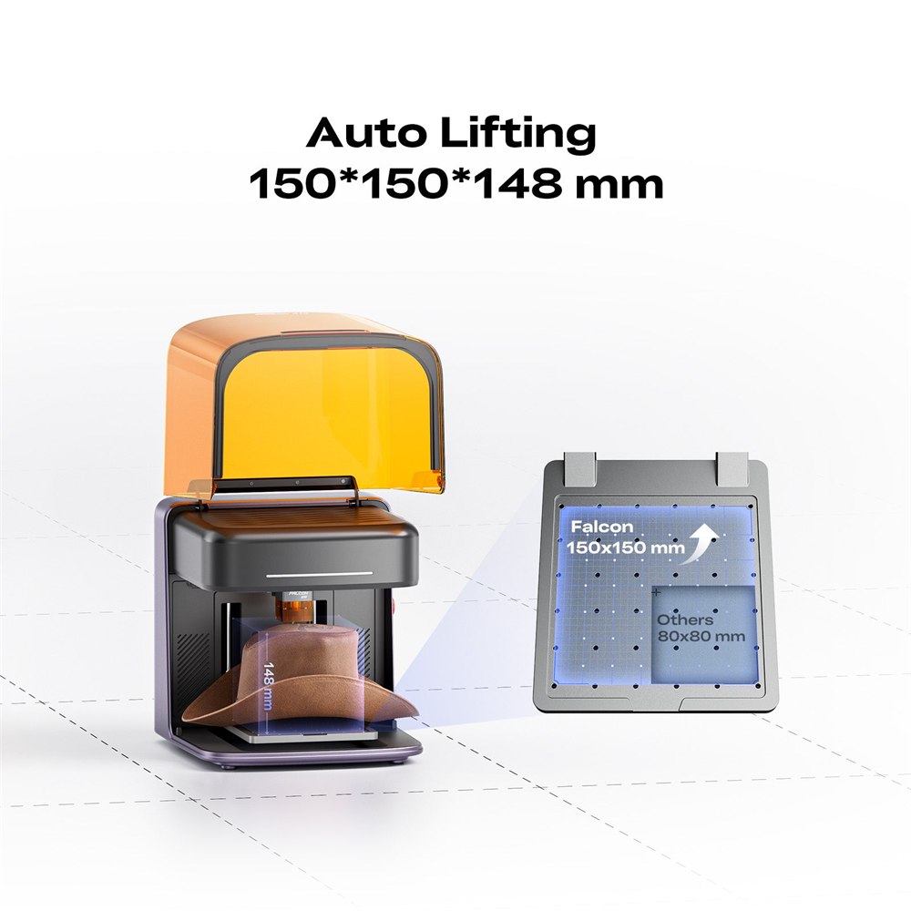 Falcon A1C auto-lifting platform with a 150 × 150 × 148 mm work area